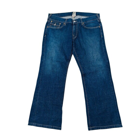 True Religion Men's Blue Jeans, Size 38 With Detailed Pockets In The Back - Picture 3 of 10